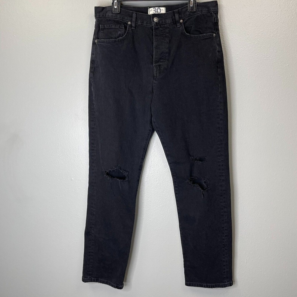 Free People Bren Boyfriend Jeans Black Magic High Rise Straight‎ Womens 30